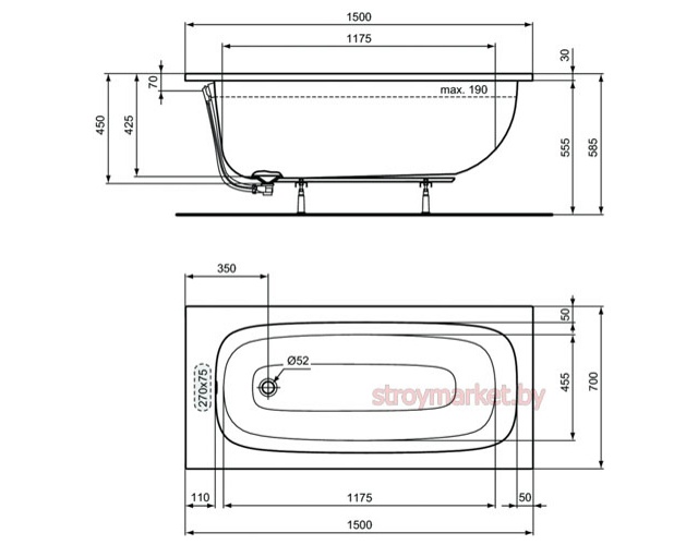    IDEAL STANDARD i.Life 150x70