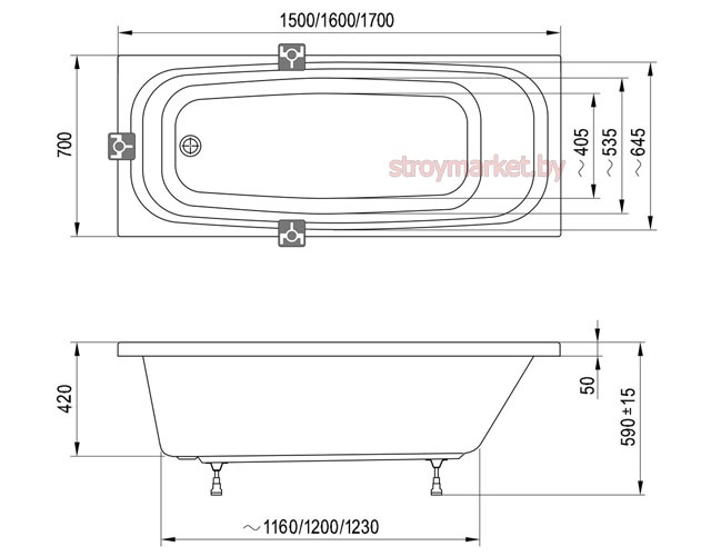    RAVAK Septima 170x70 C632S00000