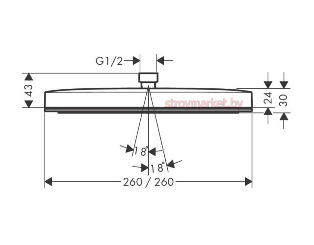 Верхний душ HANSGROHE Pulsify E 260 1jet 24330000 с держателем - фото2